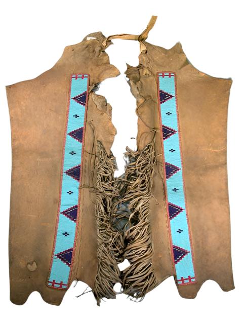 Native American Style Beaded Tan Leather Chaps Leggings NCP204