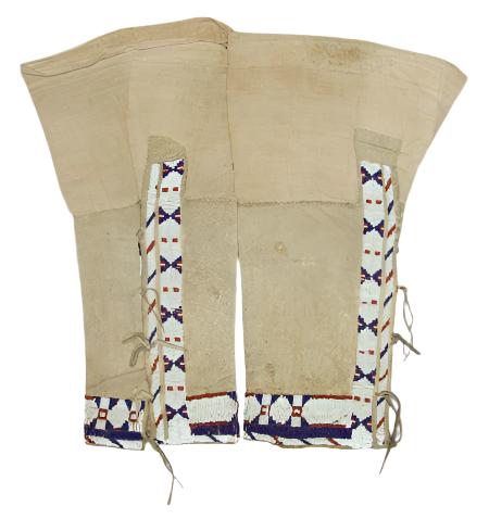 Native American Style Beaded Beige Leather Chaps Leggings NCP205