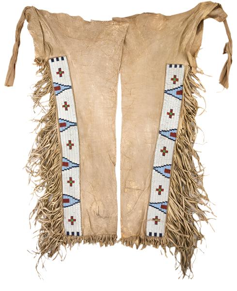 Native American Style Beaded Beige Leather Chaps Leggings NCP223