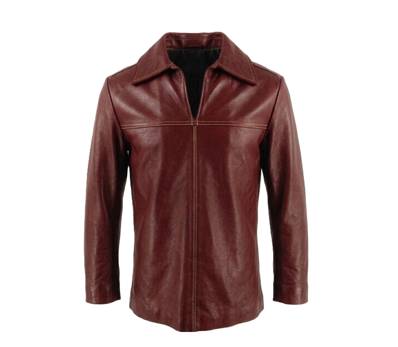 burgundy maroon leather mountain man shirt  on a white background