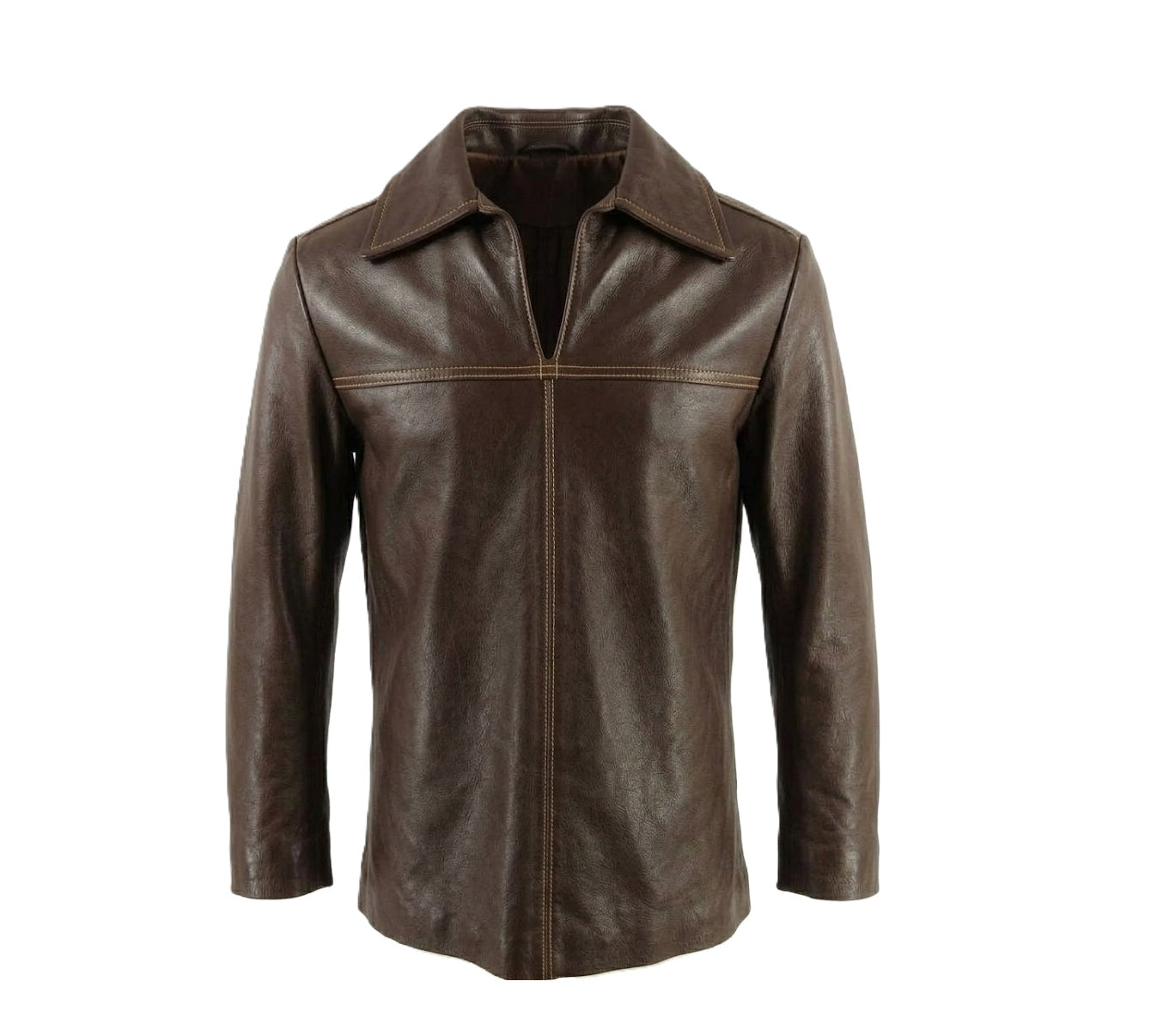 dark Brown leather mountain man shirt  on a white background