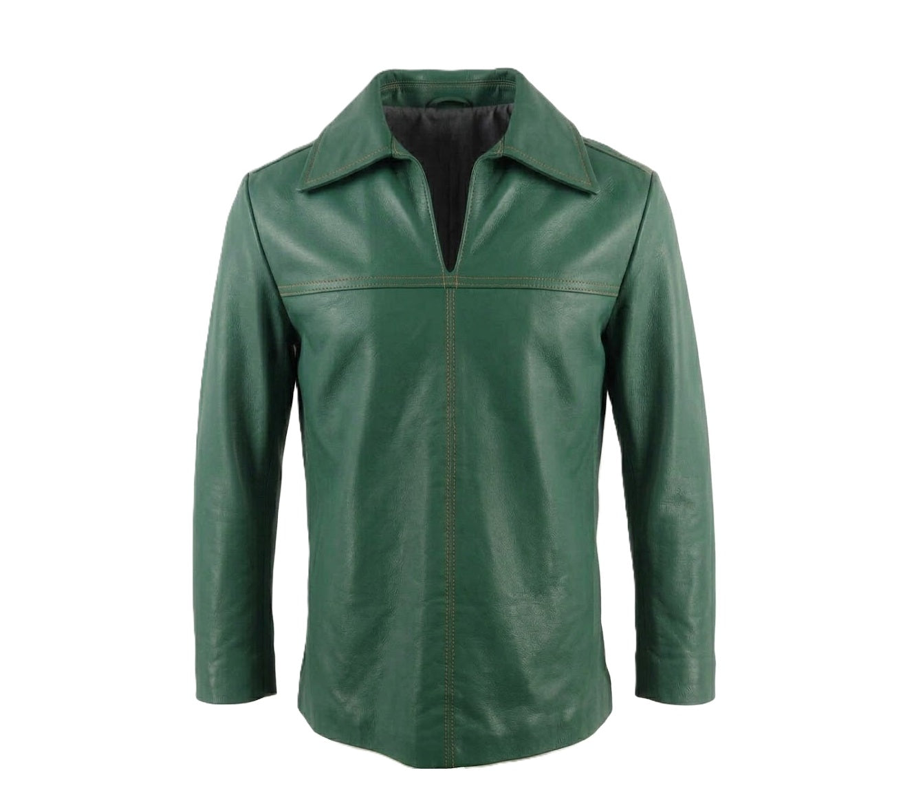 Green leather mountain man shirt on a white background