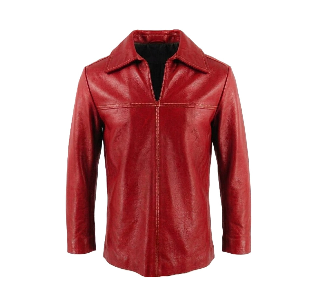 Red leather mountain man shirt on a white background