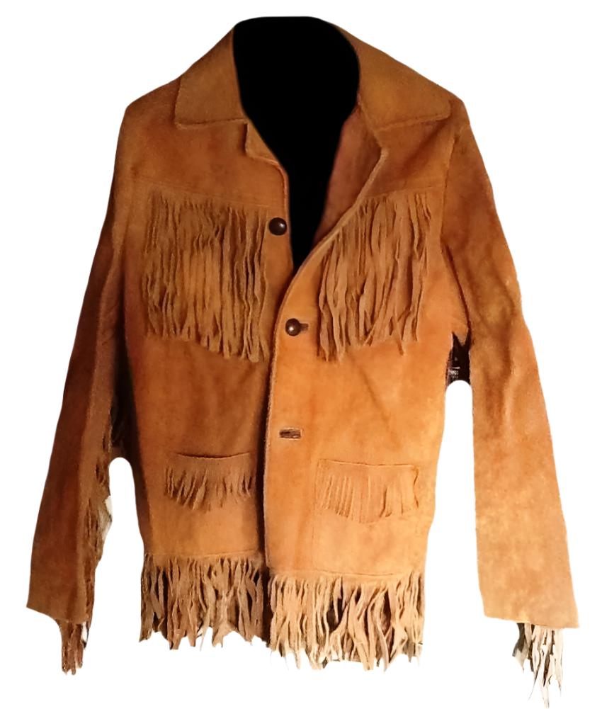 Western Brown Suede Leather Fringe Suits Jacket & Pant WJP102