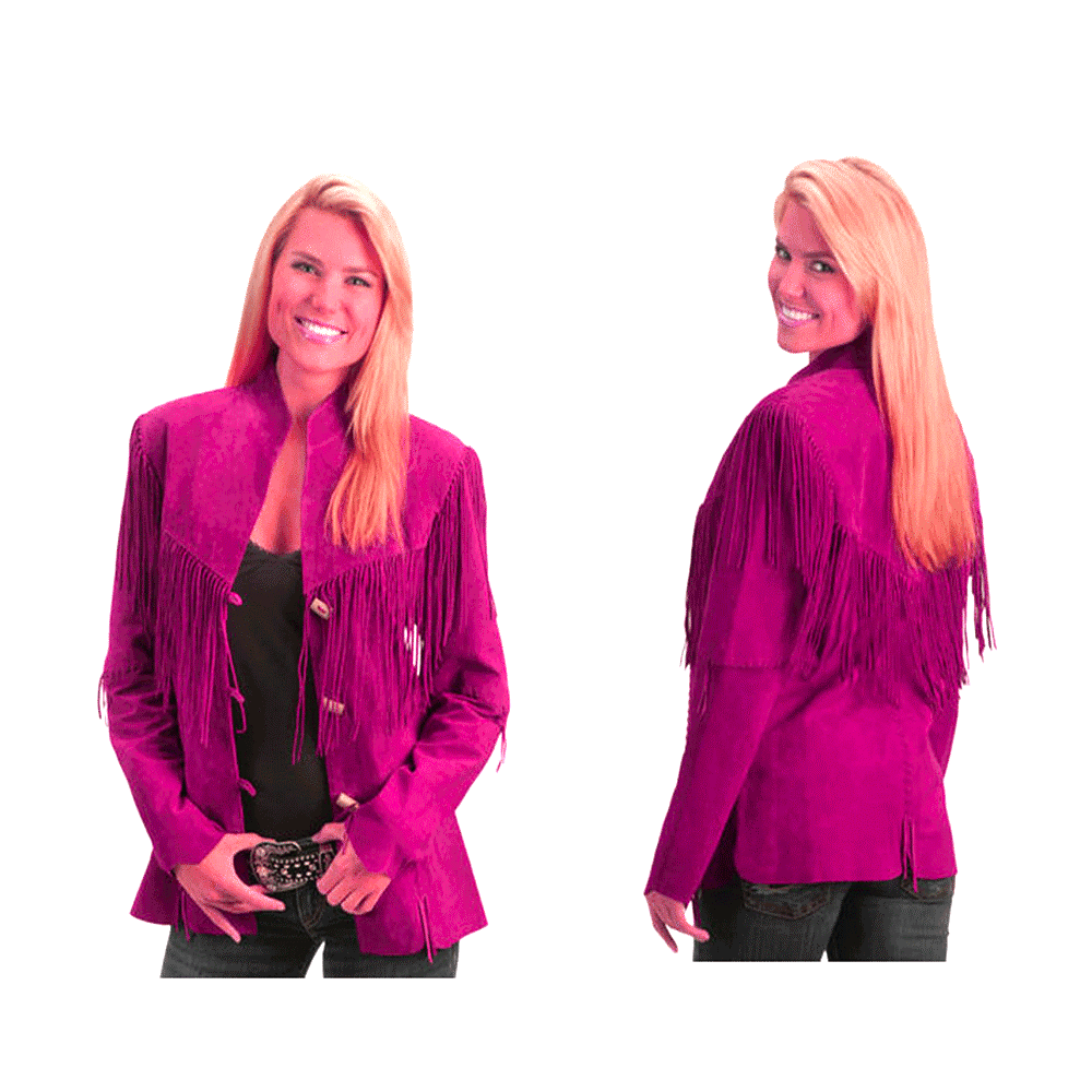 Cowgirl Brown Suede Leather Fringe Jacket Coat WWJ761
