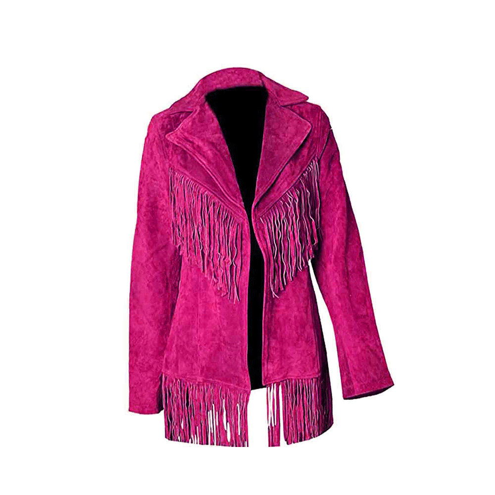 Cowgirl Black Suede Leather Fringes Jacket WWJ756