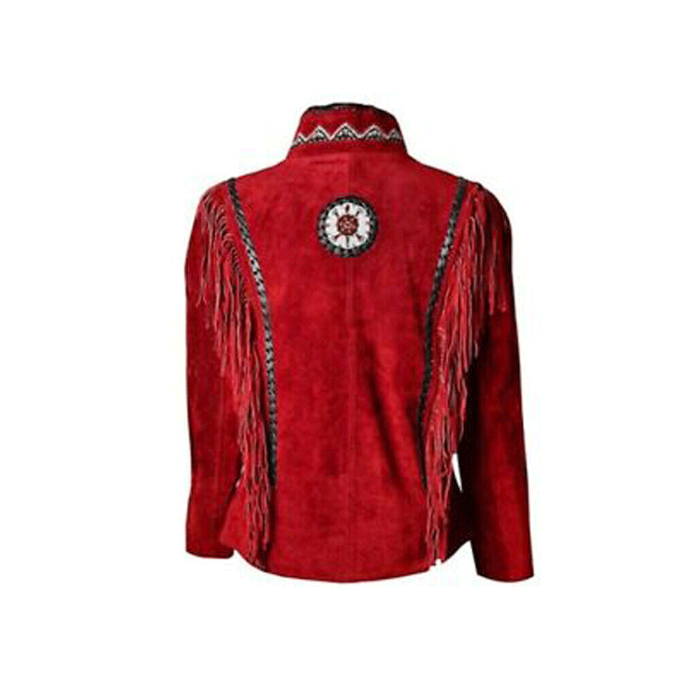 Cowgirl New Suede Leather Fringe Bone Beaded Jacket WWJ782