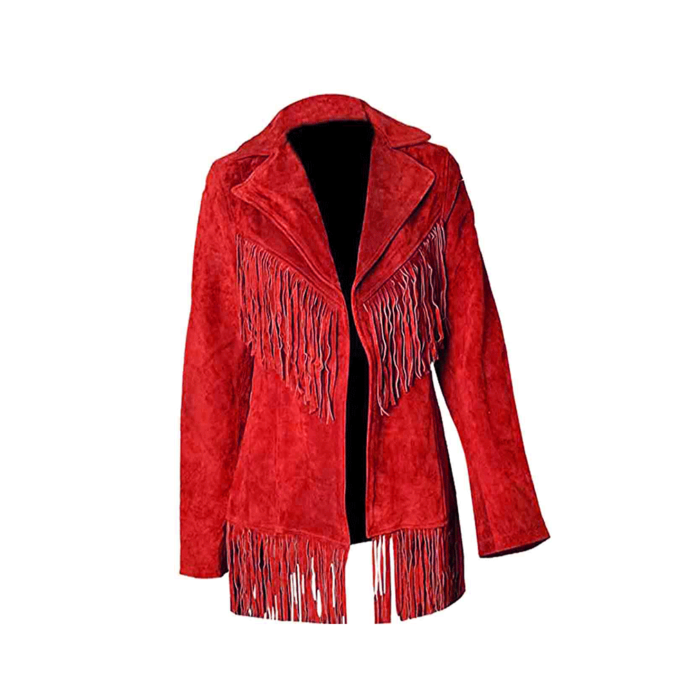 Cowgirl Black Suede Leather Fringes Jacket WWJ756