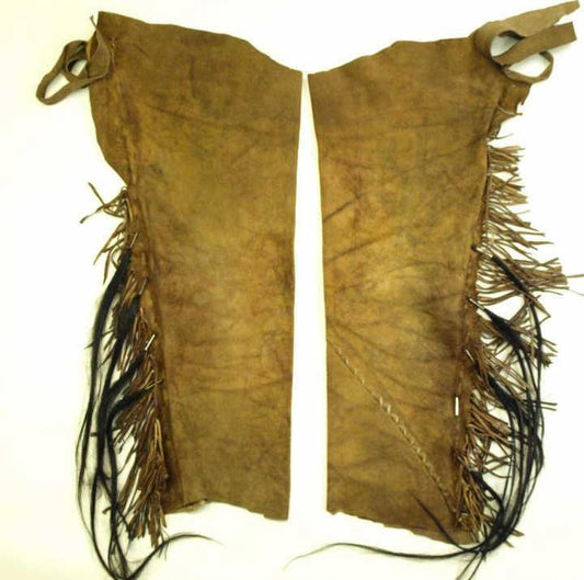 Native American Style Fringe Tan Leather Chaps Leggings NCP167