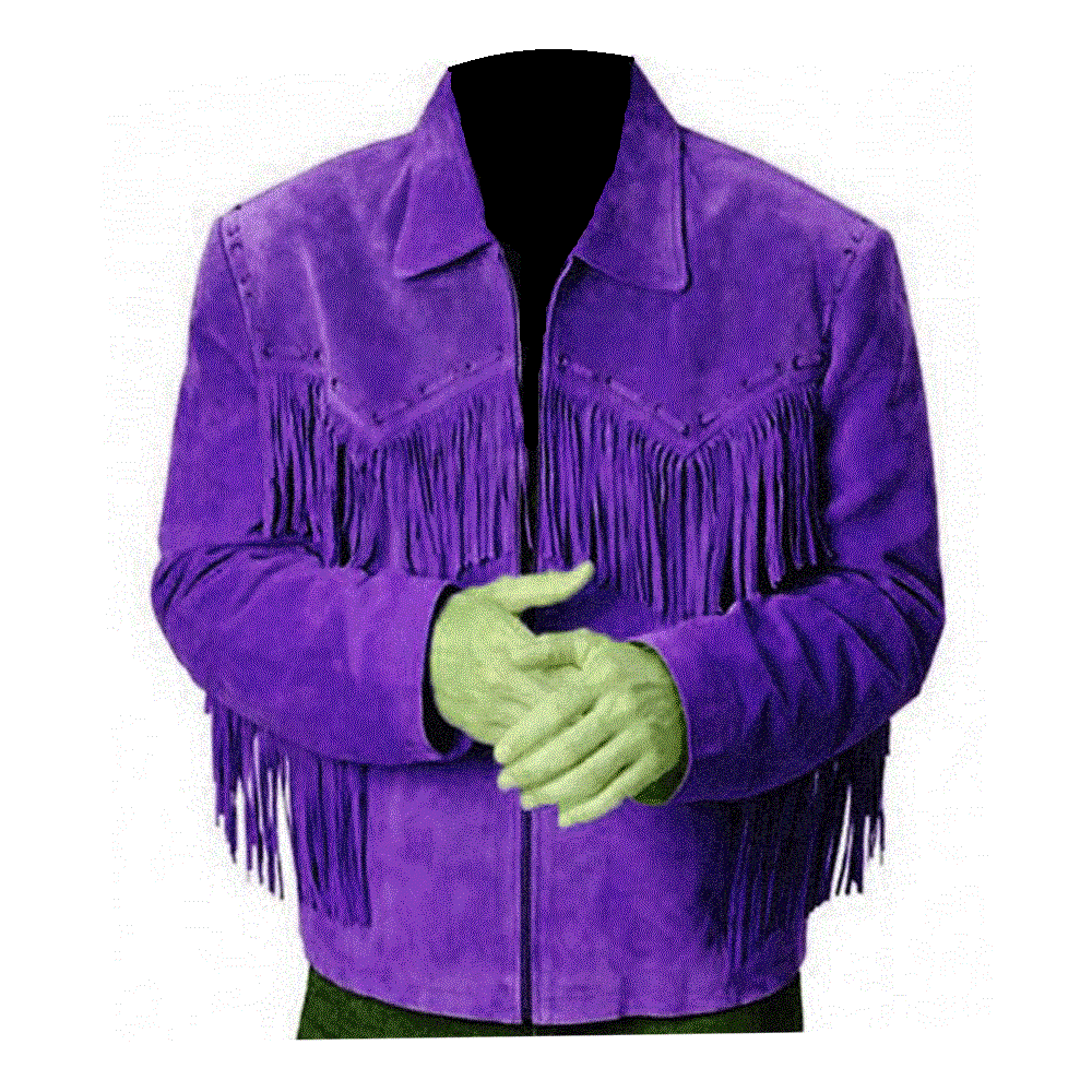 Western Men's Suede Leather Fringe Cowboy Jacket MW876