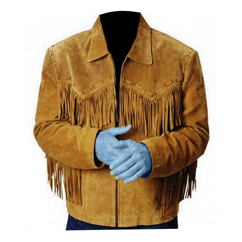 Western Men's Suede Leather Fringe Cowboy Jacket MW876