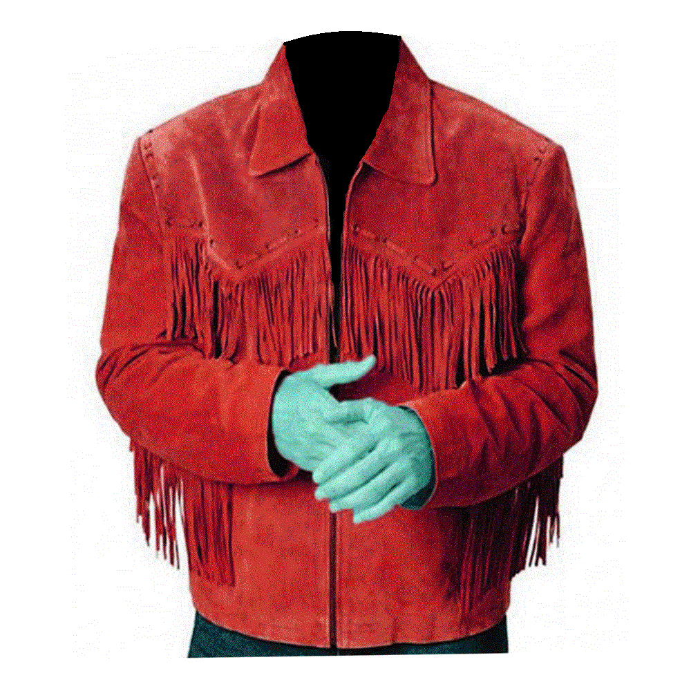 Western Men's Suede Leather Fringe Cowboy Jacket MW876