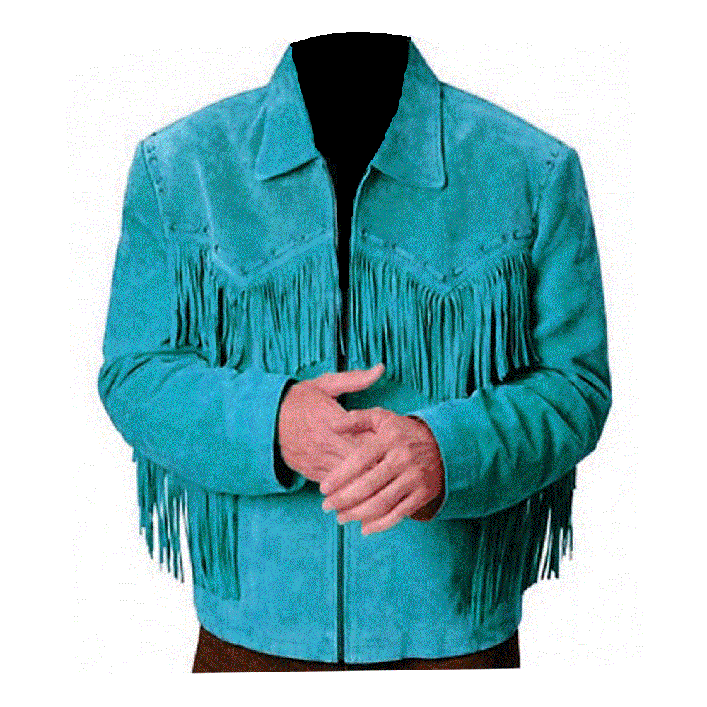 Western Men's Suede Leather Fringe Cowboy Jacket MW876