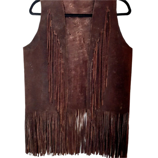 Cowgirl's Dark Brown Suede Leather Fringe Vest CGV471