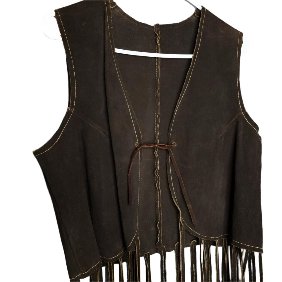 Cowgirl's Brown Suede Leather Fringe Vest Tank Top CGV470