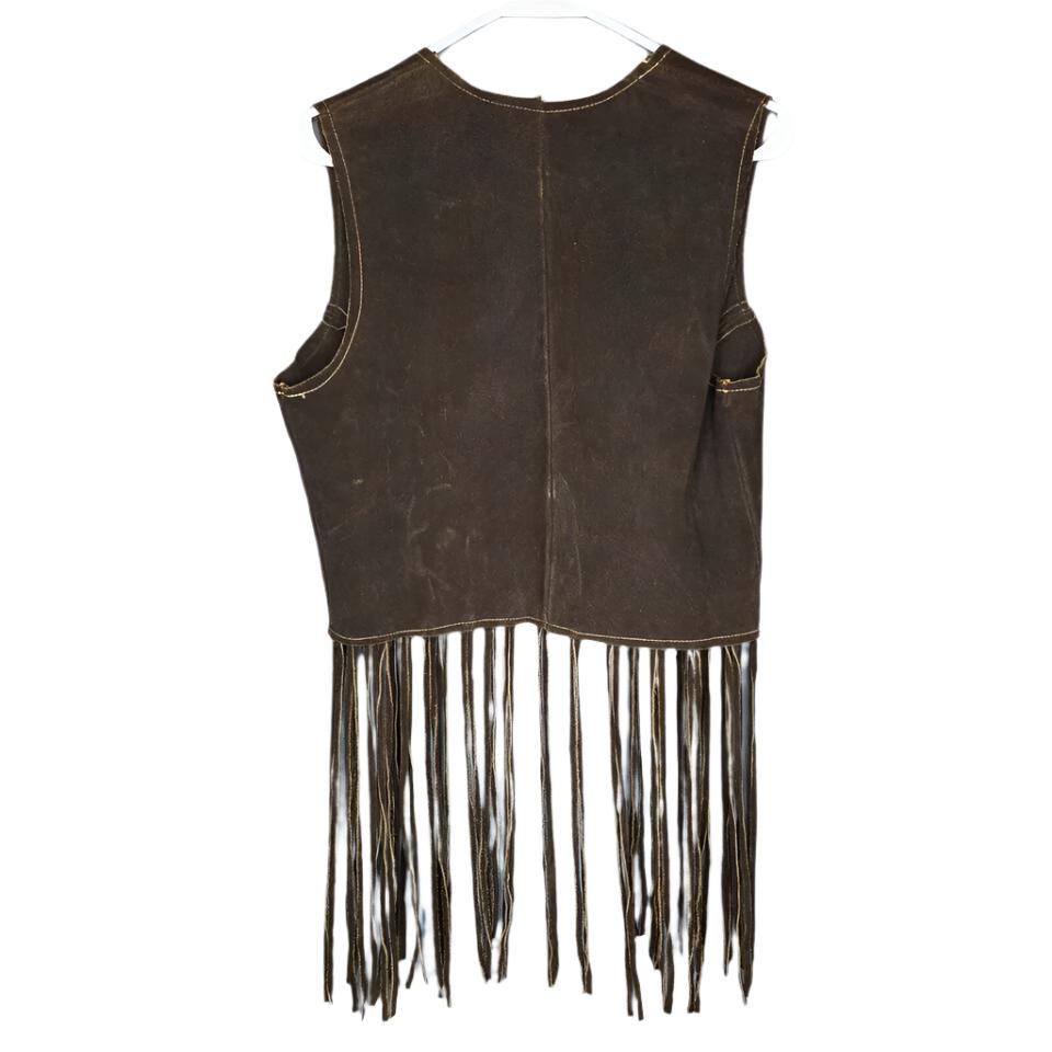 Cowgirl's Brown Suede Leather Fringe Vest Tank Top CGV470