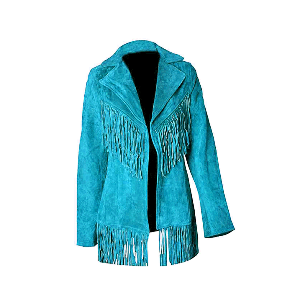 Cowgirl Black Suede Leather Fringes Jacket WWJ756
