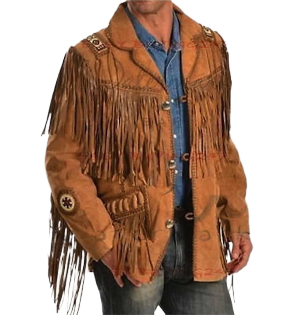 Western Brown Suede Leather Fringe Suits Beaded Jacket & Pant Western Outfit WJP121