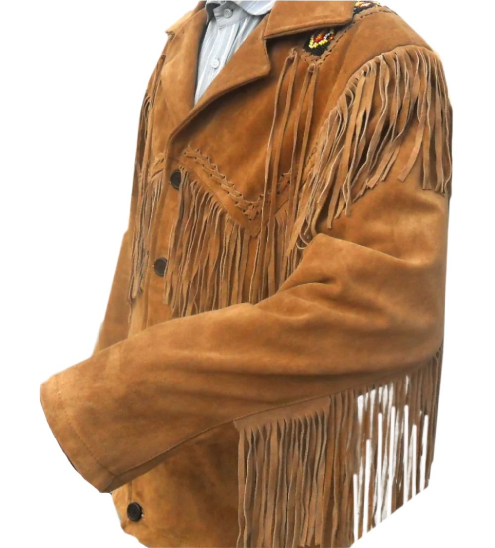 Western Brown Suede Leather Fringe Suits Jacket & Pant WJP115