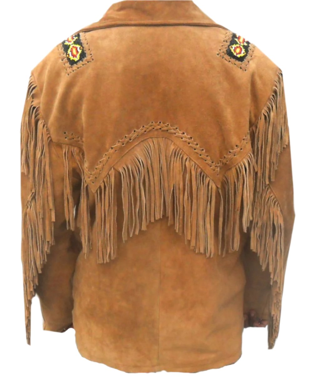 Western Brown Suede Leather Fringe Suits Jacket & Pant WJP115