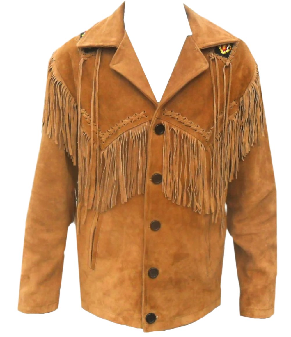 Western Brown Suede Leather Fringe Suits Jacket & Pant WJP115