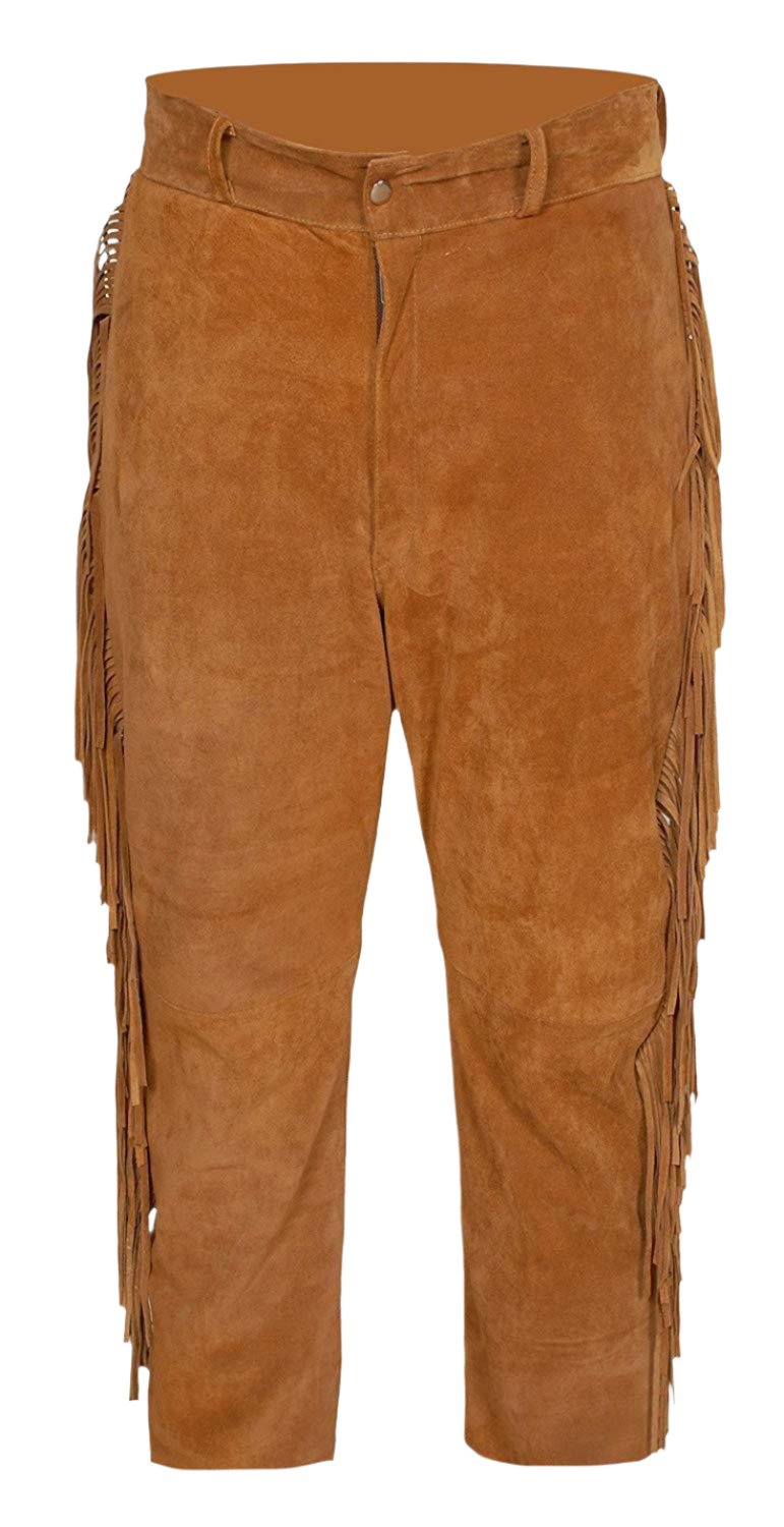 Western Brown Suede Leather Fringe Suits Jacket & Pant WJP115