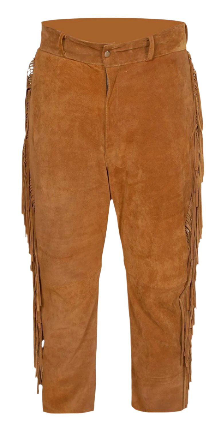 Western Brown Suede Leather Fringe Suits Eagle Beaded Jacket & Pant WJP116