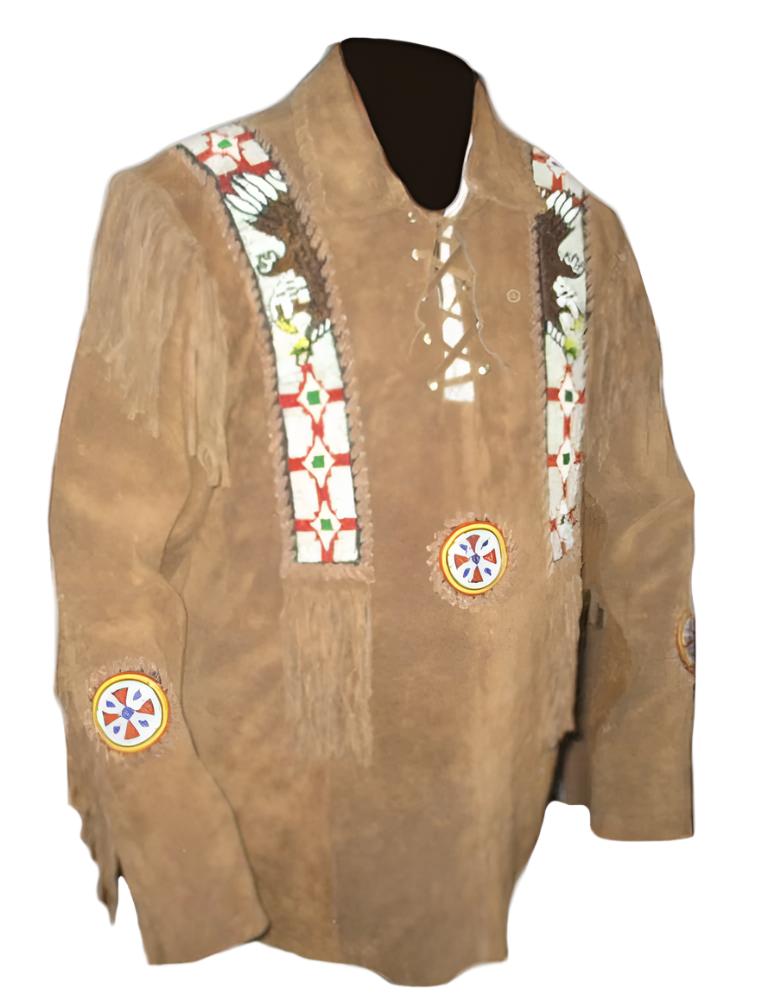 Western Brown Suede Leather Fringe Shirt & Pant Western Outfit For Men WJP125