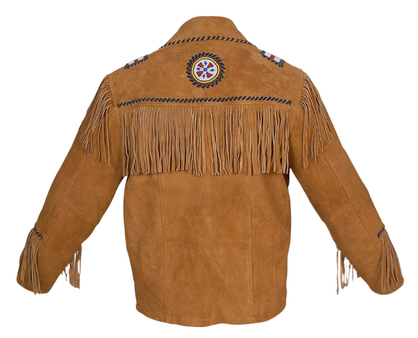 Western Brown Suede Leather Fringe Suits Eagle Beaded Jacket & Pant WJP116