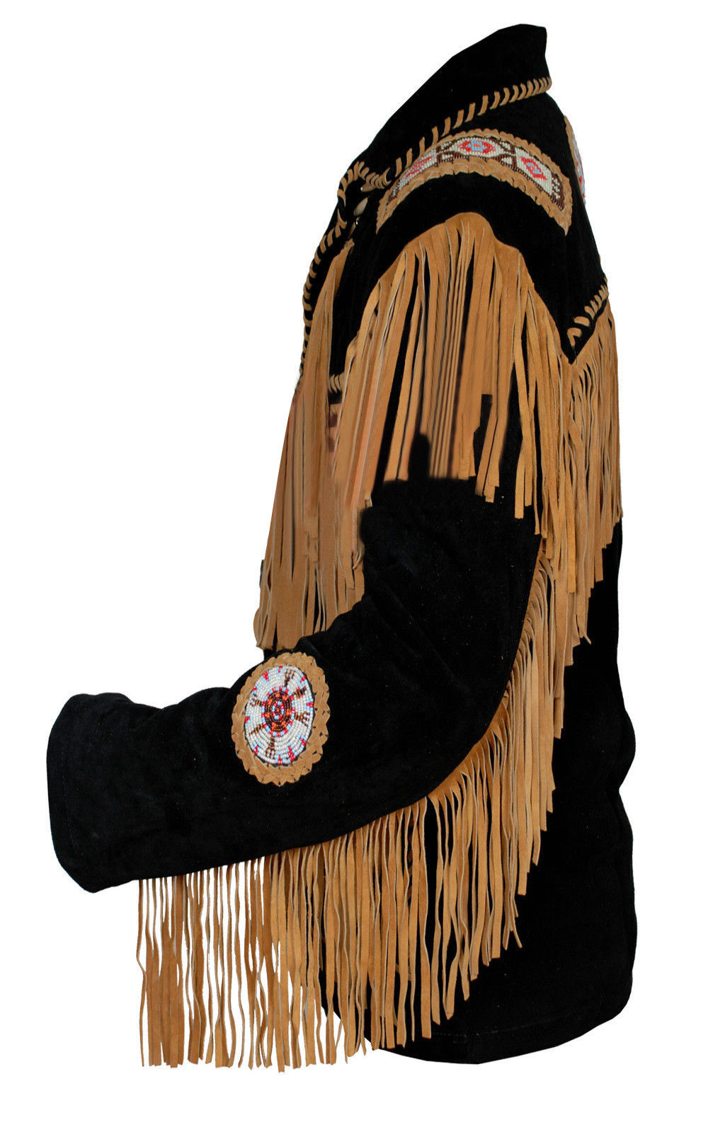 Western Black Suede Leather Fringe Jacket & Pant Western Outfit For Men WJP128