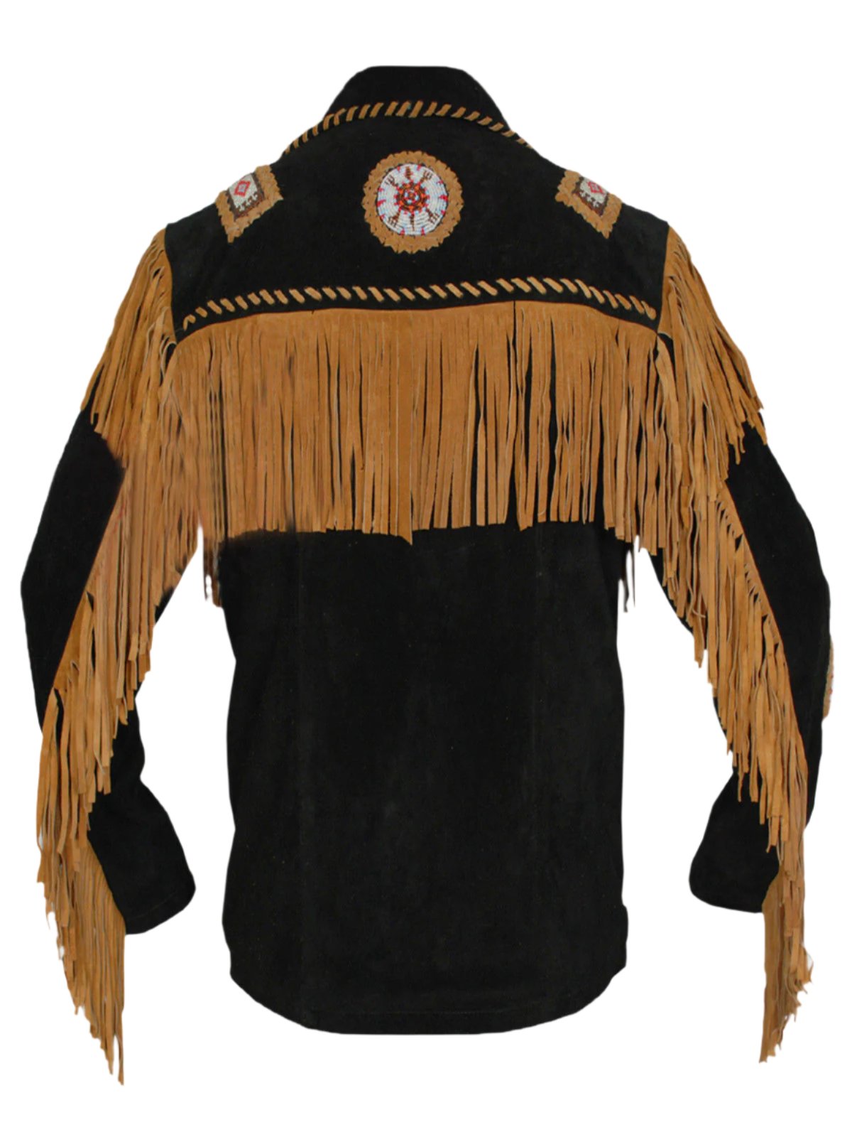 Western Black Suede Leather Fringe Jacket & Pant Western Outfit For Men WJP128