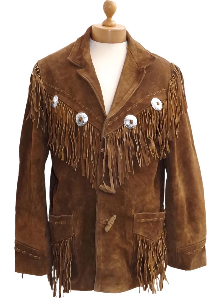 Western Brown Suede Leather Fringe Suits Jacket & Pant WJP117