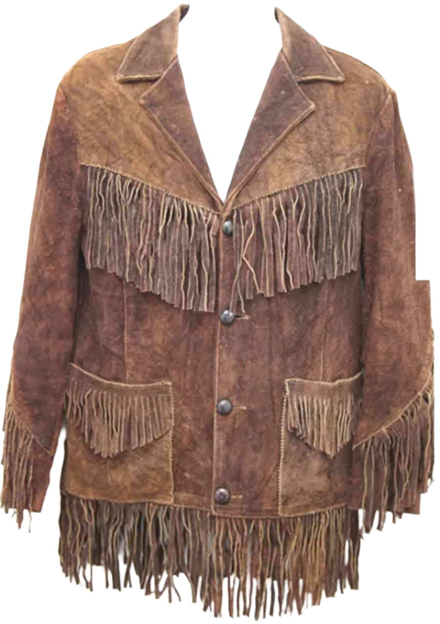 Western Brown Suede Leather Fringe Suits Jacket & Pant WJP118