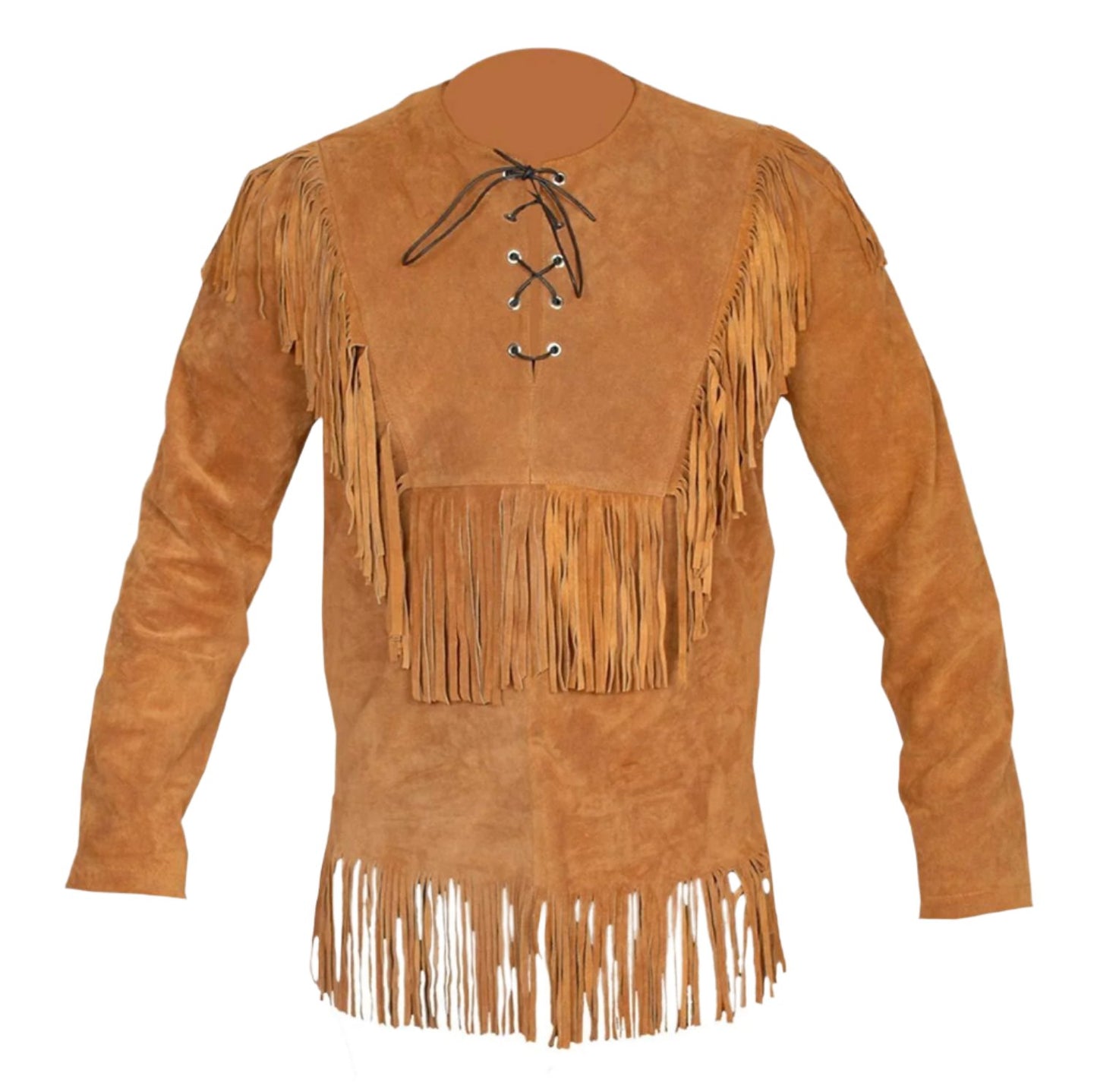 Western Brown Suede Leather Fringe Suits Shirt & Pant WJP109