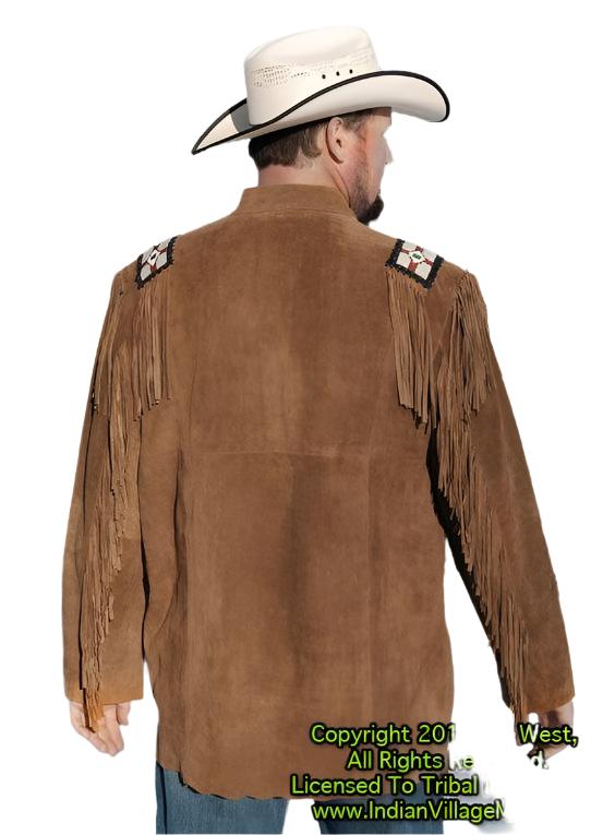 Western Brown Suede Leather Fringe Suits Eagle  Shirt & Pant WJP103