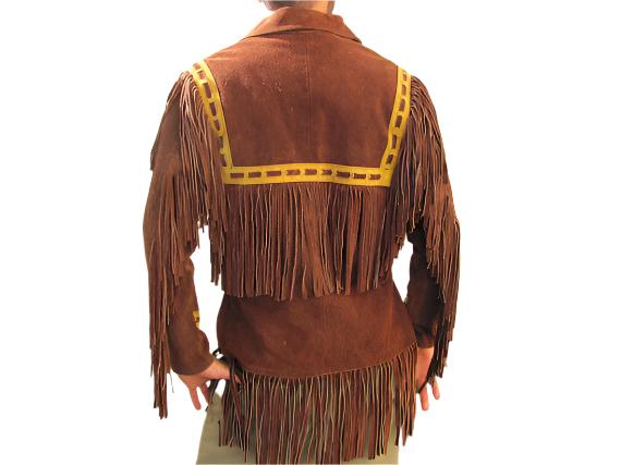 Western Brown Suede Leather Fringe Suits Shirt & Pant WJP105