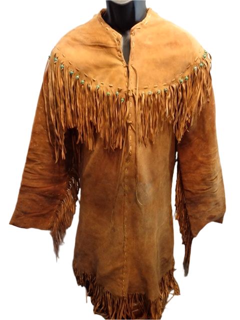 Western Brown Suede Leather Fringe Suits Shirt & Pant WJP107