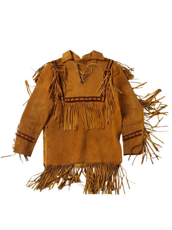 Western Brown Suede Leather Fringe Suits Shirt & Pant WJP108