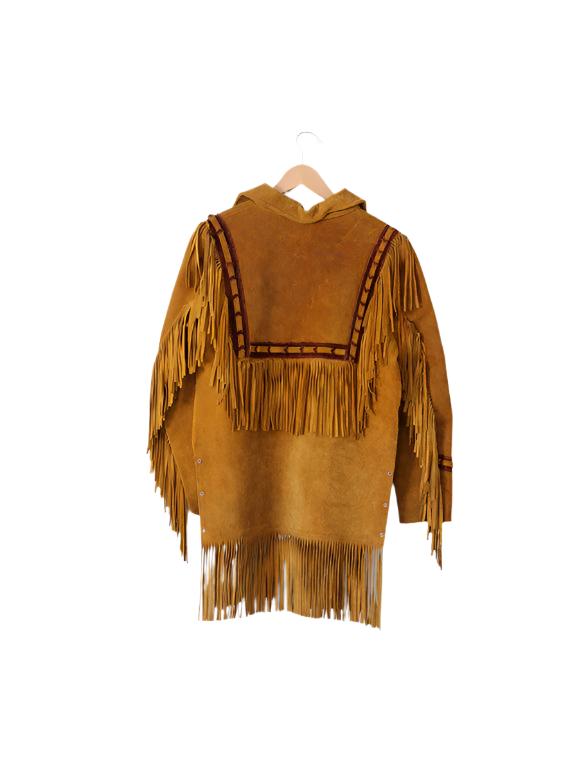 Western Brown Suede Leather Fringe Suits Shirt & Pant WJP108