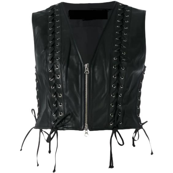 Cowgirl's Western Black Leather Short Top Vest CGV442
