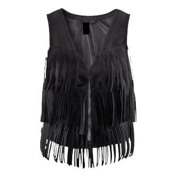 Cowgirl's Western Black Suede Leather Fringe Vest CGV449