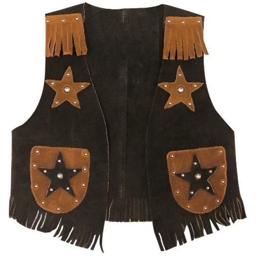 Cowgirl's Western Brown Suede Leather Fringe & Silver stud Vest CGV418