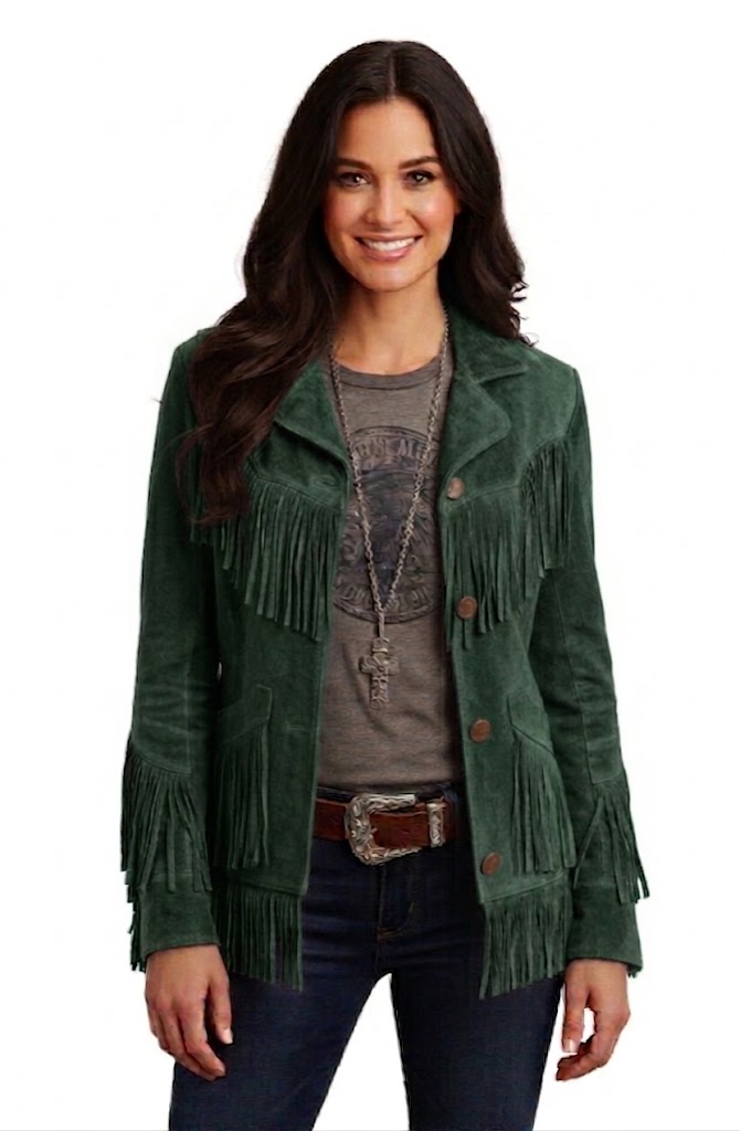 Women's Western Fringe Suede Jacket – Vintage Cowboy Style Tassel Jacket in Rust Brown WWJ762