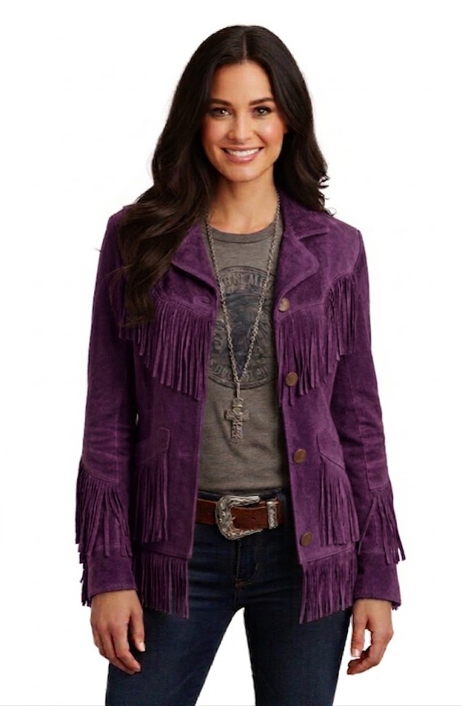 Women's Western Fringe Suede Jacket – Vintage Cowboy Style Tassel Jacket in Rust Brown WWJ762
