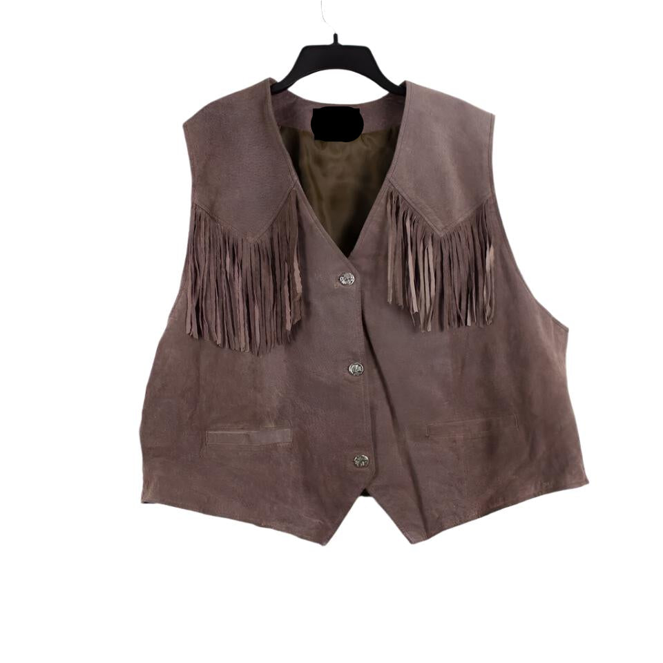 Cowgirl's Brown Suede Leather Fringe Vest CGV453