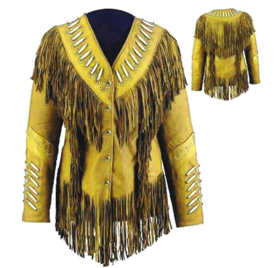 Cowgirl's Leather Fringed Studded Jacket All Colors WWJ610