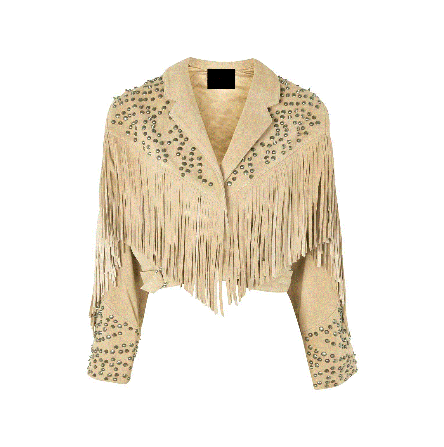 beige suede stud-jacket for woman