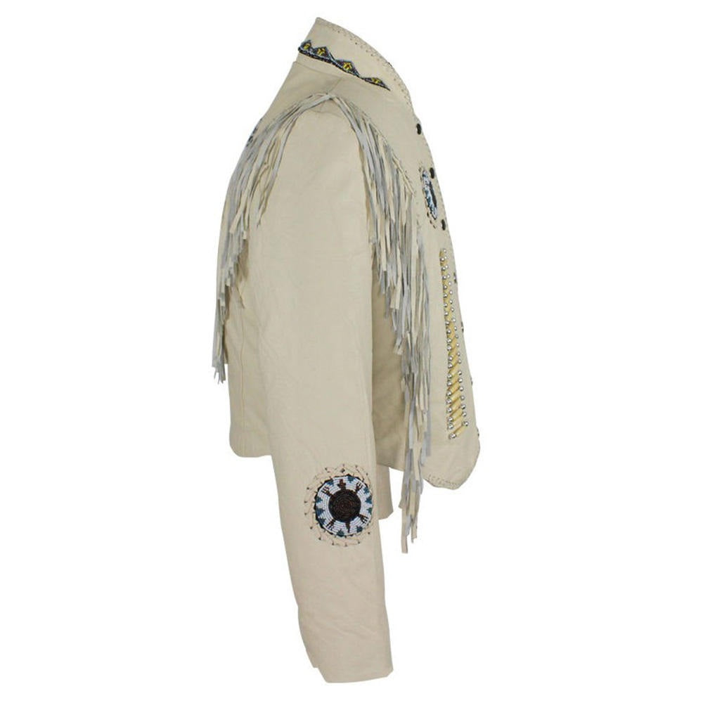 Cowgirl Leather Fringes Beaded Jacket with Bones WWJ775