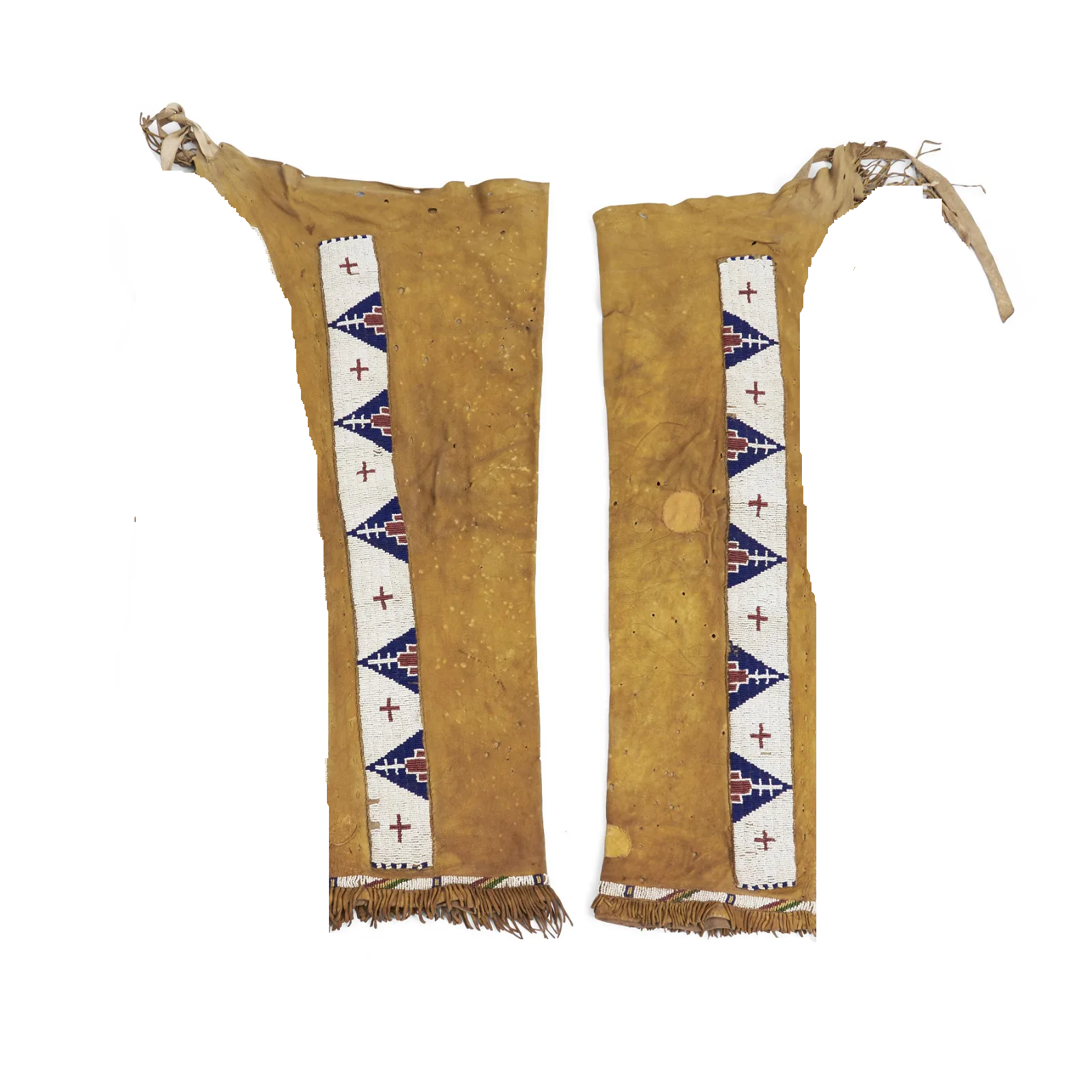 Native Chaps Native American Style Beaded Tan Leather Chaps Leggings NCP221 ...