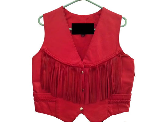red leather vest top for woman